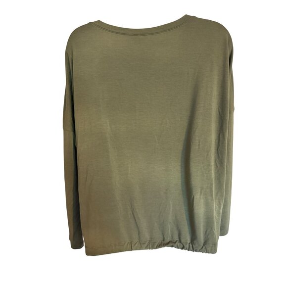 Eberjey Gisele Souchy Tie Waist Size XS Olive Green NWOT Stretchy Oversized Loun - Picture 2 of 8